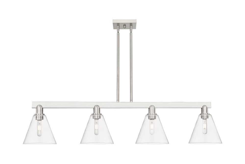 Berkshire Glass - 4 Light - 51 inch - Brushed Satin Nickel - Stem hung - Island Light