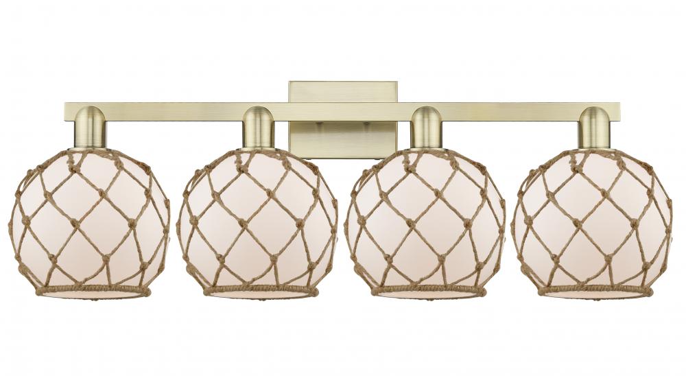 Farmhouse Rope - 4 Light - 35 inch - Antique Brass - Bath Vanity Light