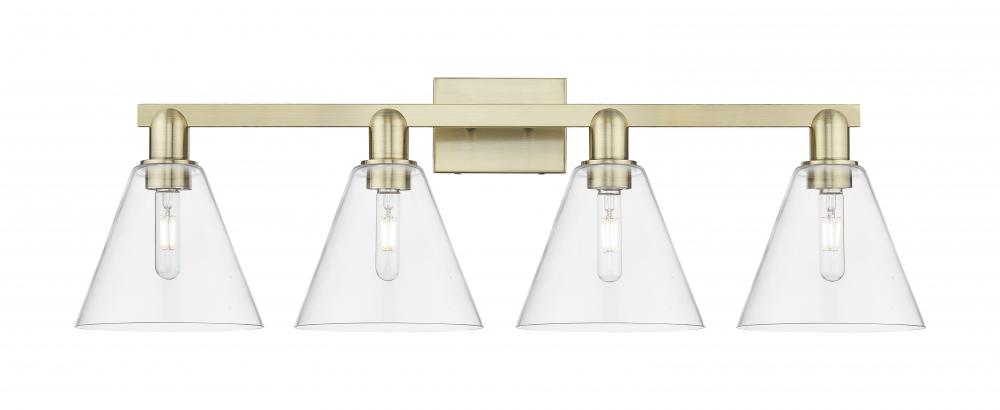 Berkshire Glass - 4 Light - 35 inch - Antique Brass - Bath Vanity Light