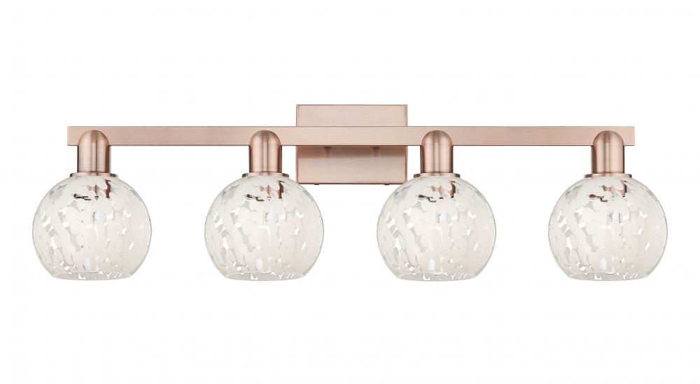 White Mouchette - 4 Light - 33 inch - Antique Copper - Bath Vanity Light