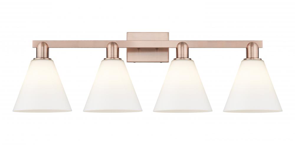 Berkshire Glass - 4 Light - 35 inch - Antique Copper - Bath Vanity Light