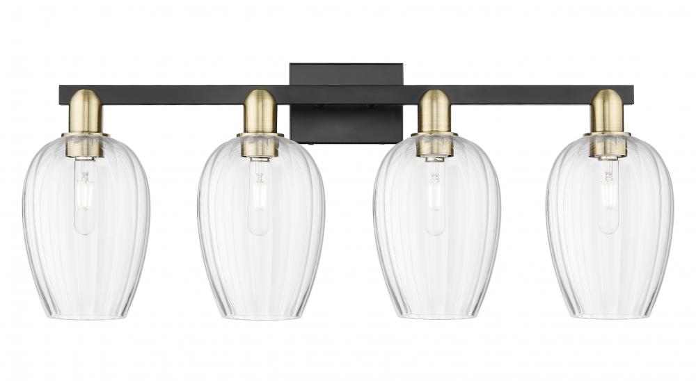 Preston Flute - 4 Light - 36 inch - Black Antique Brass - Bath Vanity Light