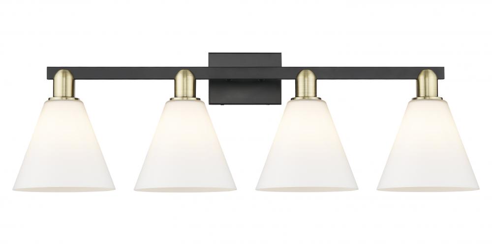 Berkshire Glass - 4 Light - 35 inch - Black Antique Brass - Bath Vanity Light