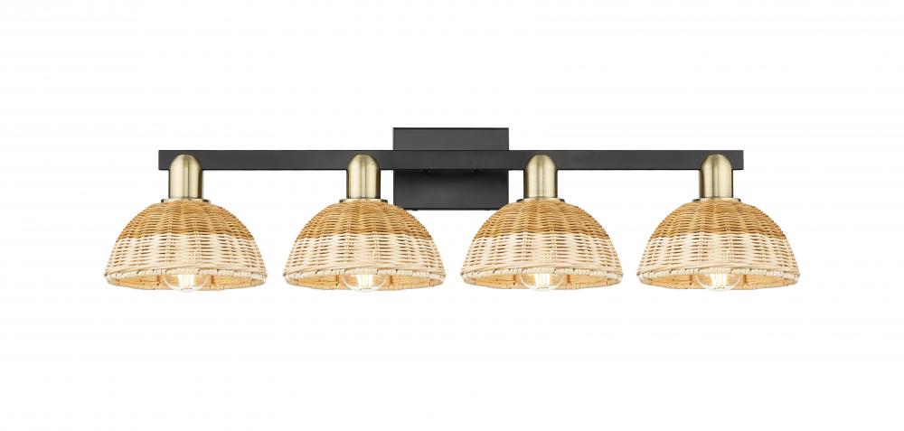 Natural Ballston Dome - 4 Light - 36 inch - Black Antique Brass - Bath Vanity Light