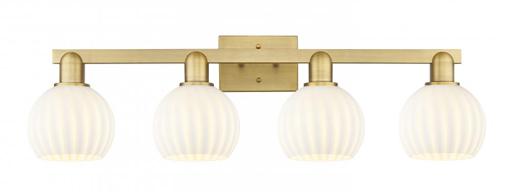White Venetian - 4 Light - 33 inch - Brushed Brass - Bath Vanity Light