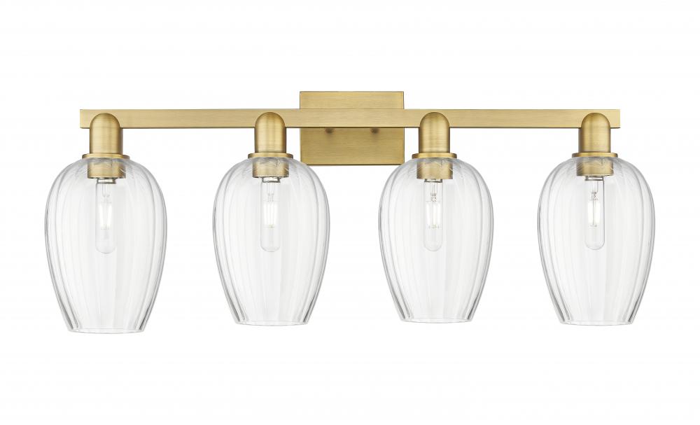 Preston Flute - 4 Light - 36 inch - Brushed Brass - Bath Vanity Light