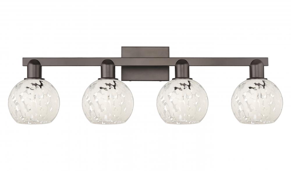 White Mouchette - 4 Light - 33 inch - Oil Rubbed Bronze - Bath Vanity Light