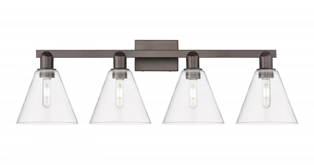 Berkshire Glass - 4 Light - 35 inch - Oil Rubbed Bronze - Bath Vanity Light