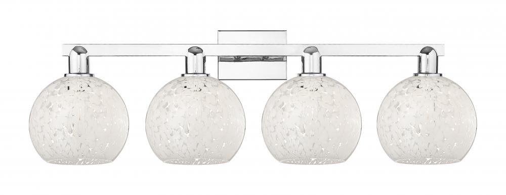 White Mouchette - 4 Light - 35 inch - Polished Chrome - Bath Vanity Light