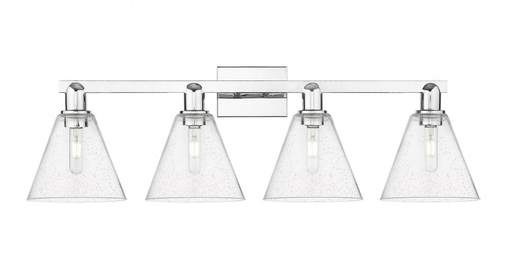 Berkshire Glass - 4 Light - 35 inch - Polished Chrome - Bath Vanity Light