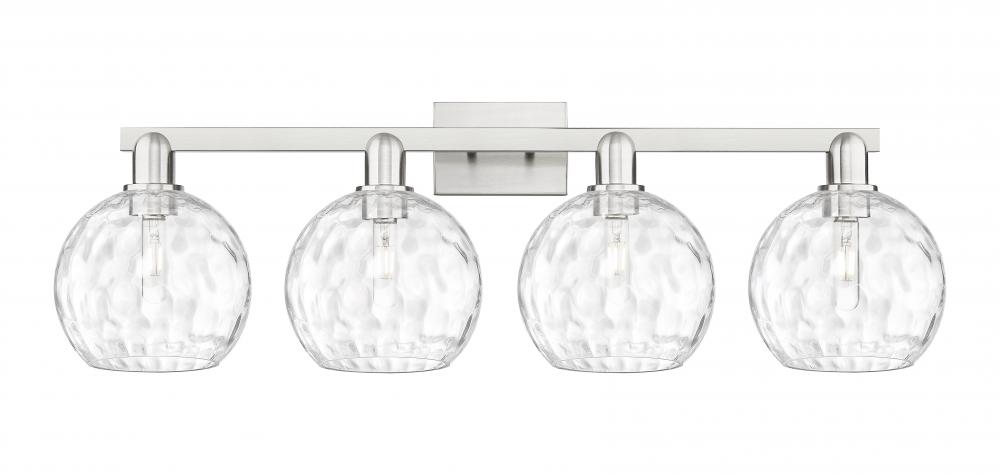 Athens Water Glass - 4 Light - 35 inch - Brushed Satin Nickel - Bath Vanity Light
