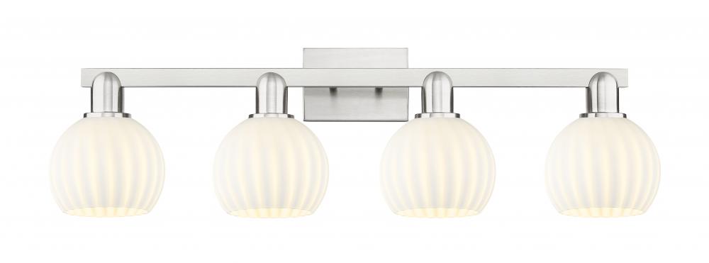 White Venetian - 4 Light - 33 inch - Brushed Satin Nickel - Bath Vanity Light