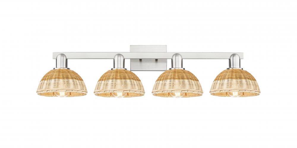 Natural Ballston Dome - 4 Light - 36 inch - Brushed Satin Nickel - Bath Vanity Light