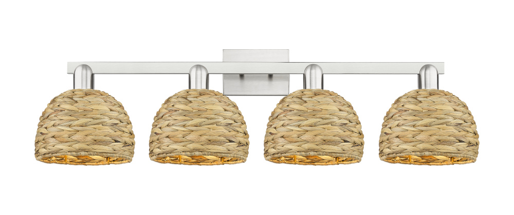 Woven Rattan - 4 Light - 35 inch - Brushed Satin Nickel - Bath Vanity Light