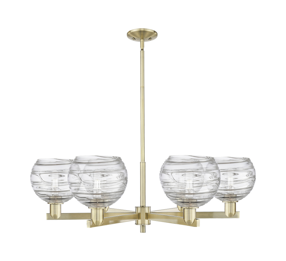 Athens Deco Swirl - 6 Light - 38 inch - Antique Brass - Stem hung - Chandelier