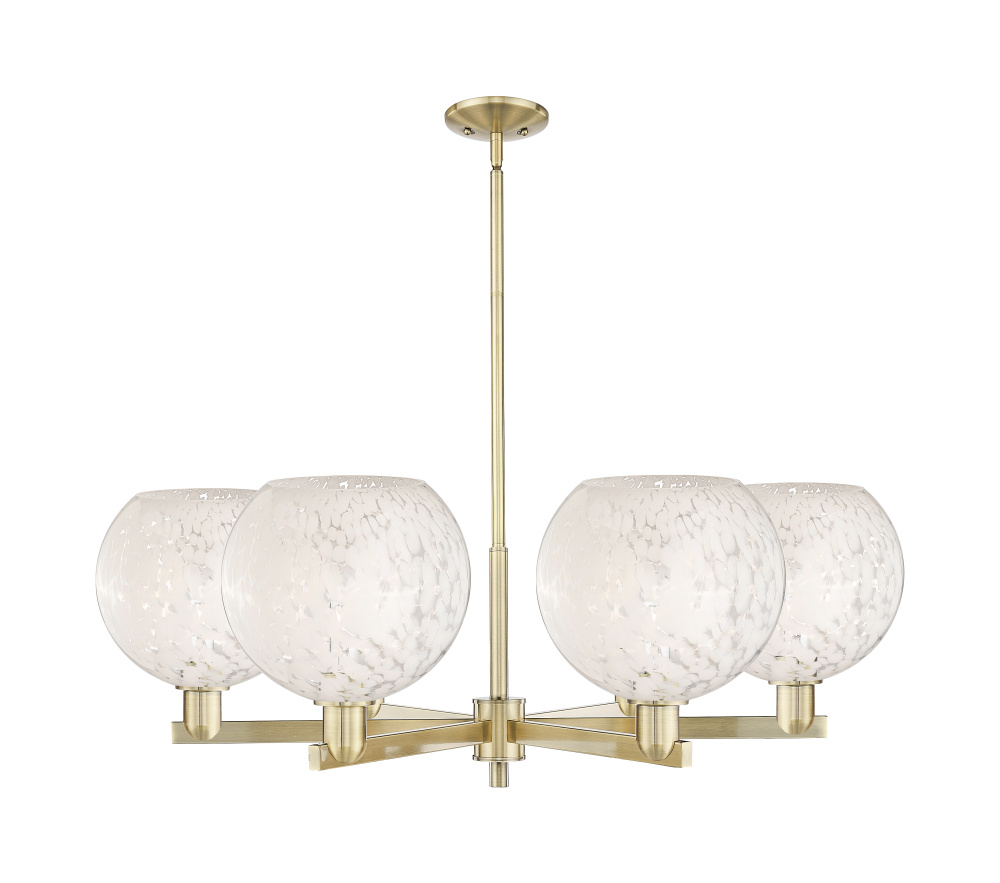 White Mouchette - 6 Light - 40 inch - Antique Brass - Stem hung - Chandelier