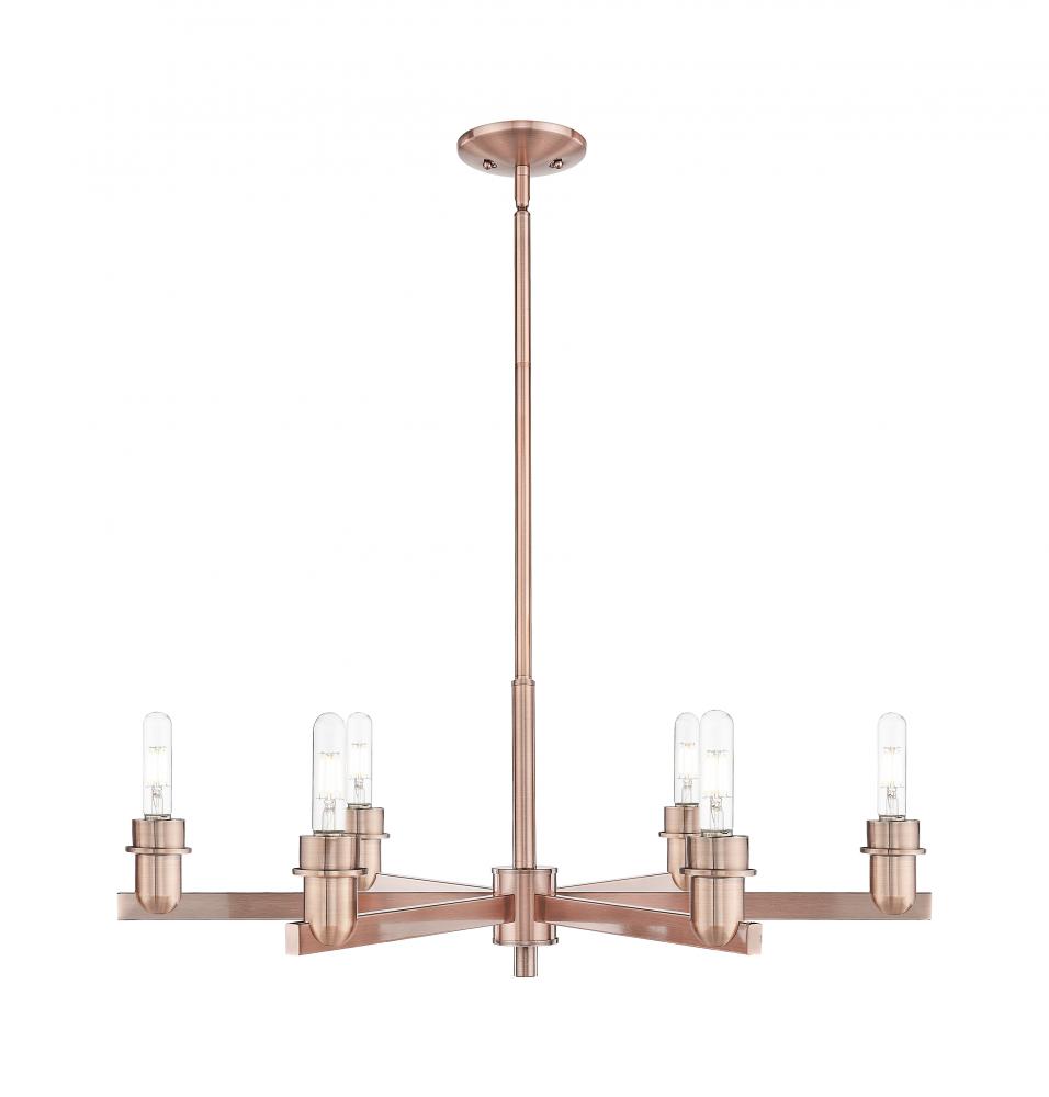 Arcadia - 6 Light - 32 inch - Antique Brass - Chandelier