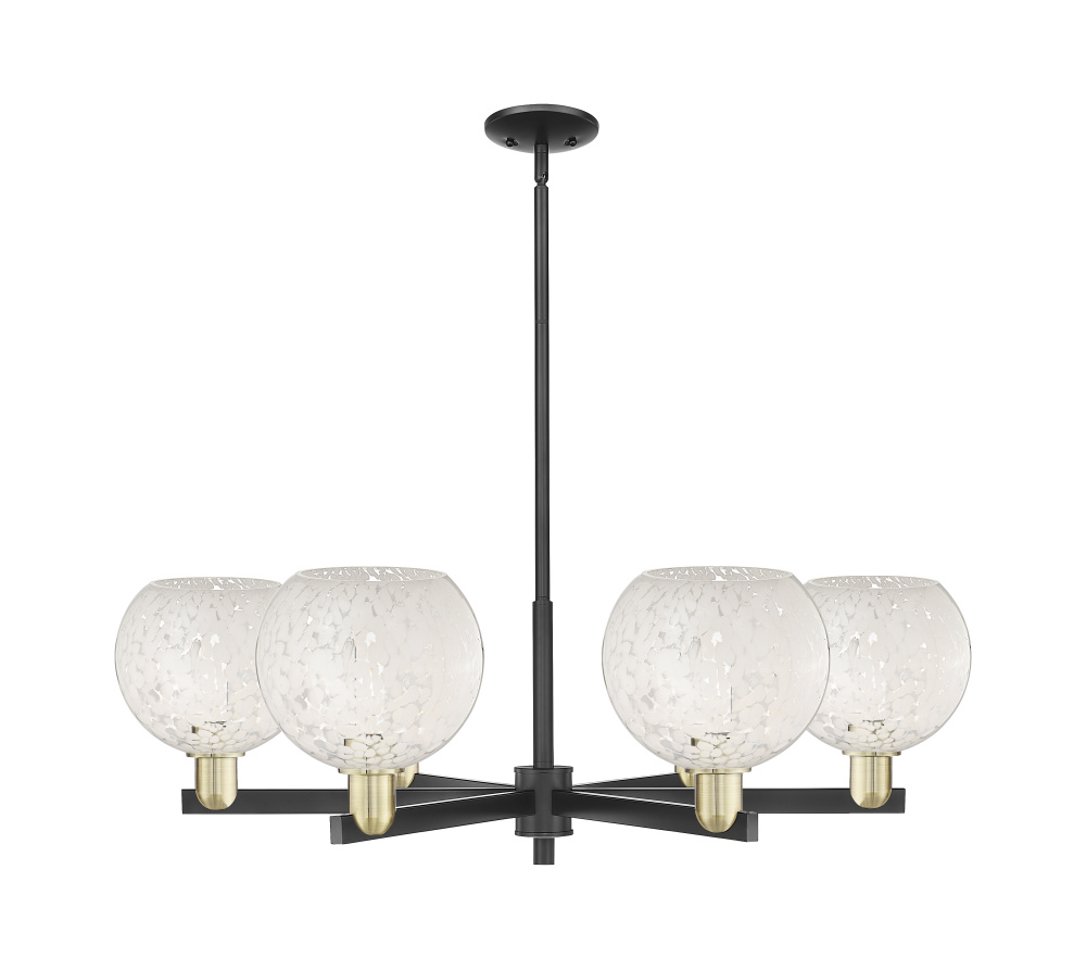 White Mouchette - 6 Light - 38 inch - Black Antique Brass - Stem hung - Chandelier
