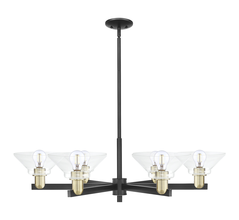 Orwell - 6 Light - 38 inch - Black Antique Brass - Stem hung - Chandelier