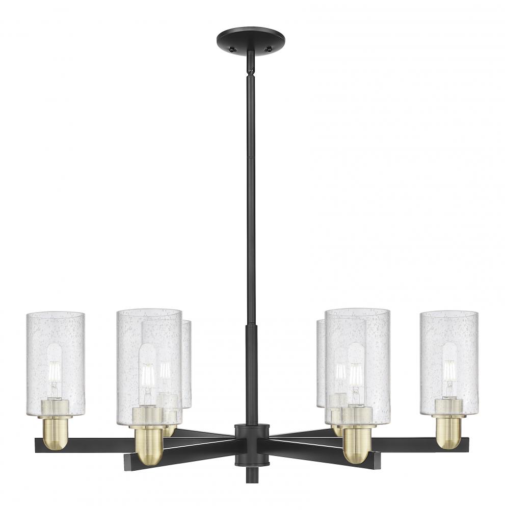Clymer - 6 Light - 34 inch - Black Antique Brass - Stem hung - Chandelier