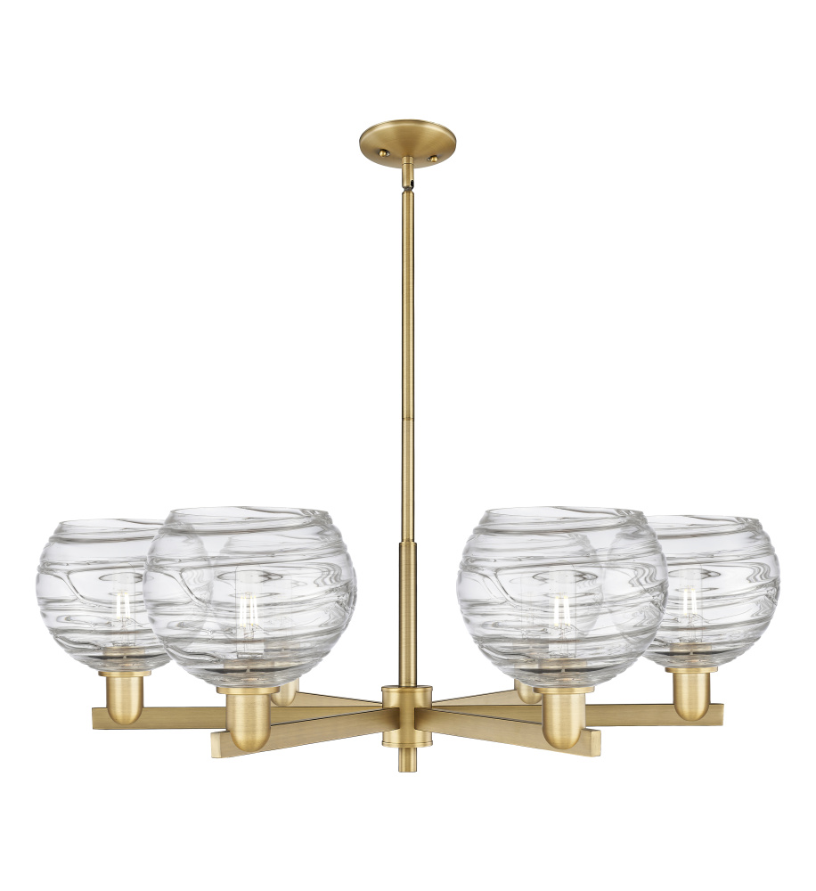 Athens Deco Swirl - 6 Light - 38 inch - Brushed Brass - Stem hung - Chandelier