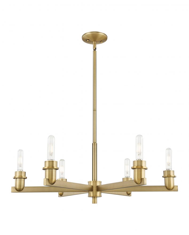 Arcadia - 6 Light - 32 inch - Brushed Brass - Chandelier