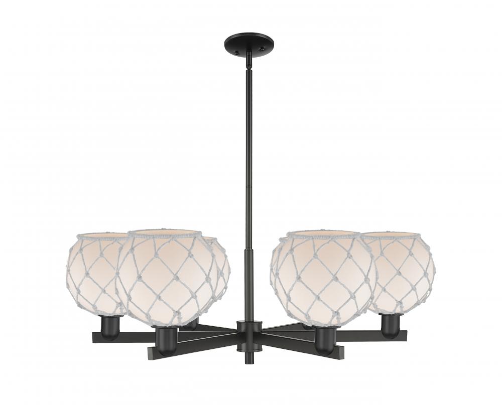 Farmhouse Rope - 6 Light - 38 inch - Matte Black - Stem hung - Chandelier