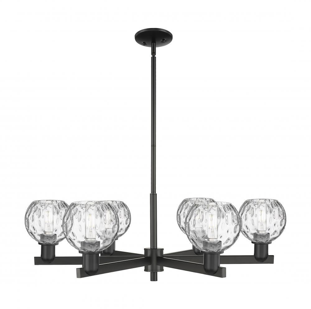 Athens Water Glass - 6 Light - 36 inch - Matte Black - Stem hung - Chandelier