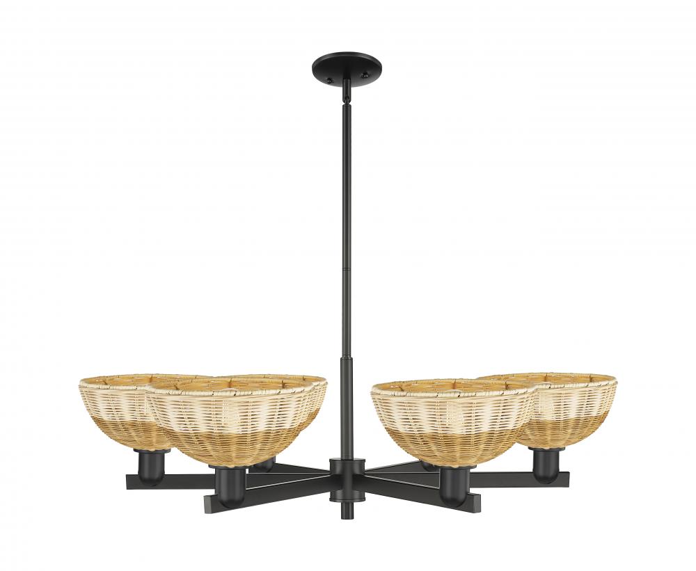Bristol Natural II - 6 Light - 39 inch - Matte Black - Stem hung - Chandelier