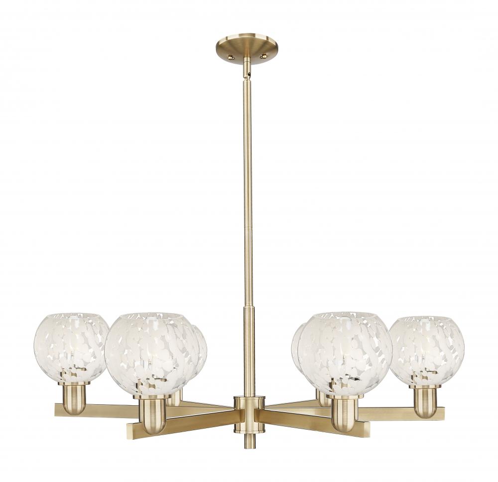 White Mouchette - 6 Light - 36 inch - Champagne Bronze - Stem hung - Chandelier