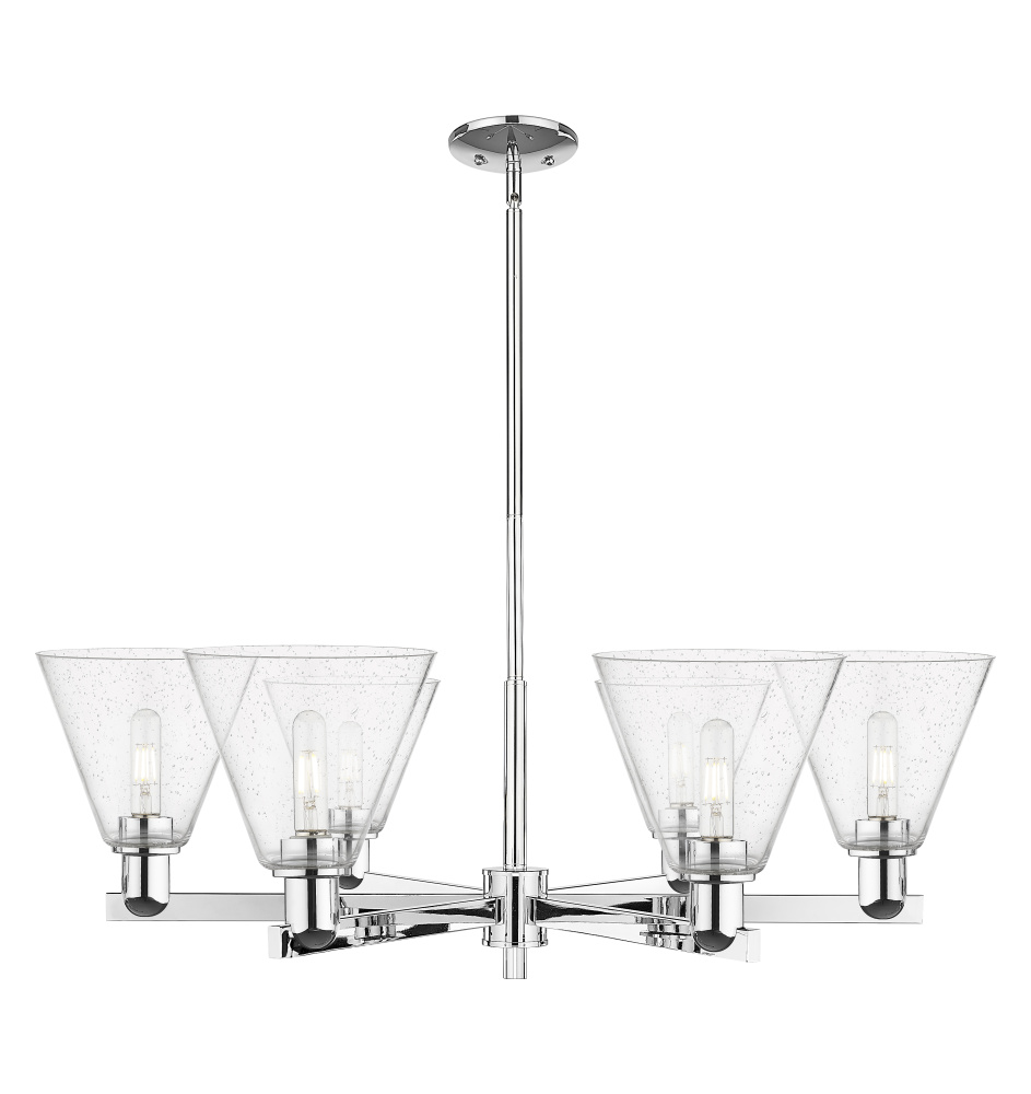 Berkshire Glass - 6 Light - 38 inch - Polished Chrome - Stem hung - Chandelier