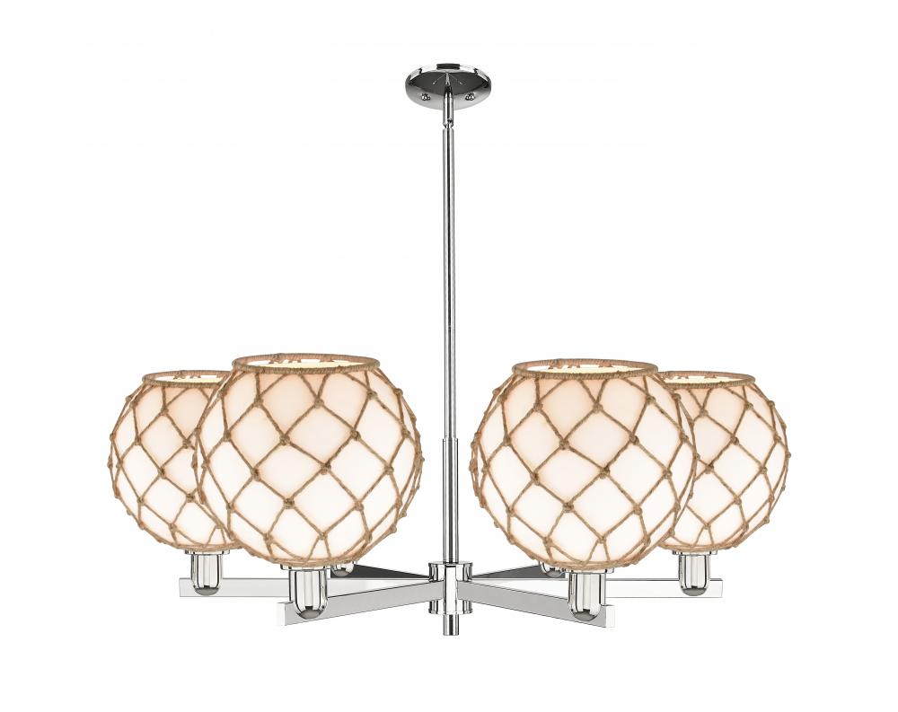 Farmhouse Rope - 6 Light - 40 inch - Polished Nickel - Stem hung - Chandelier