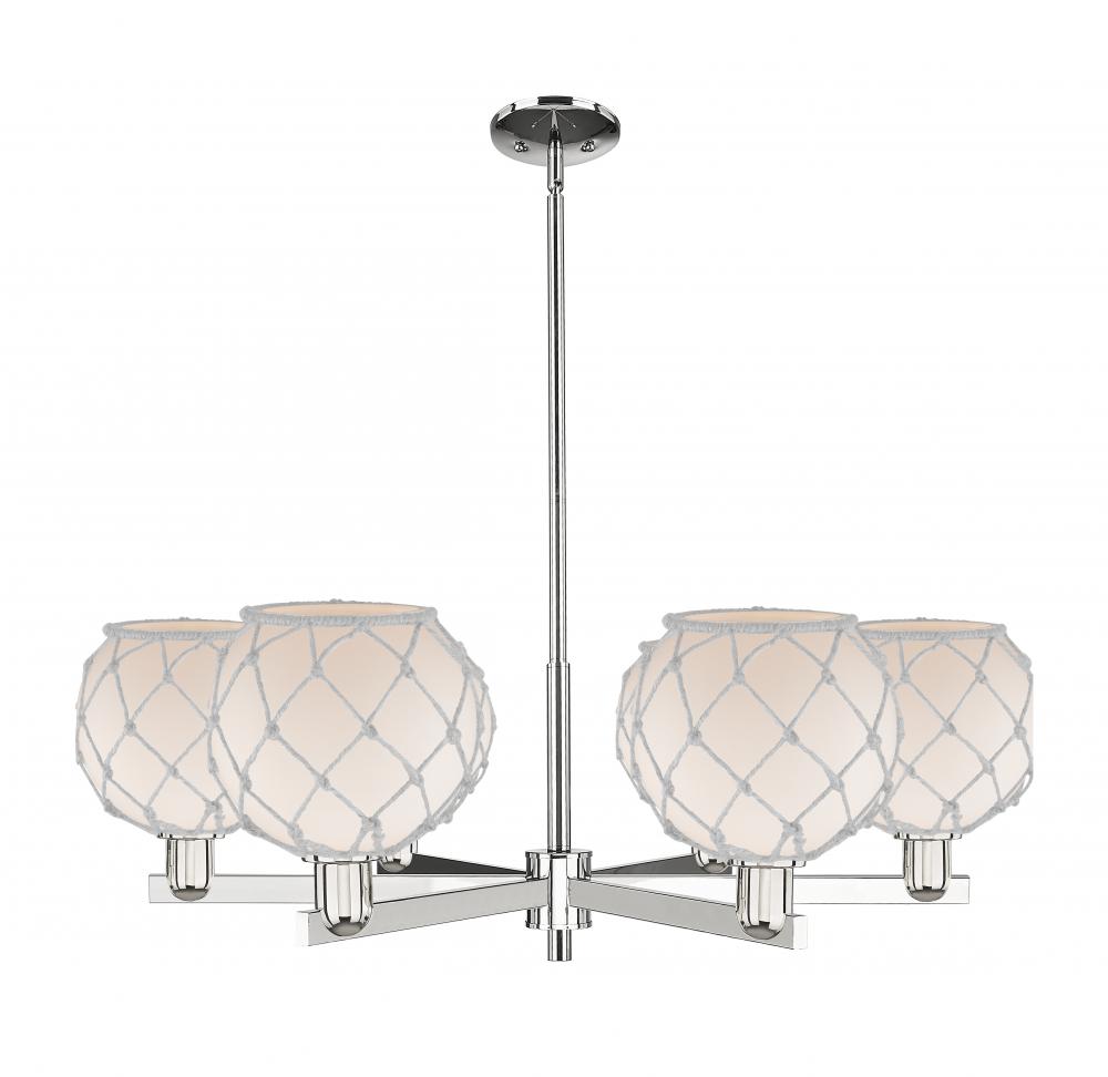 Farmhouse Rope - 6 Light - 38 inch - Polished Nickel - Stem hung - Chandelier