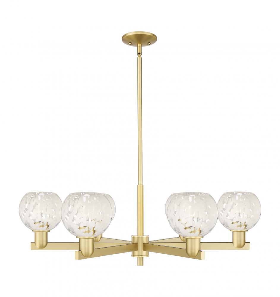 White Mouchette - 6 Light - 36 inch - Satin Gold - Stem hung - Chandelier