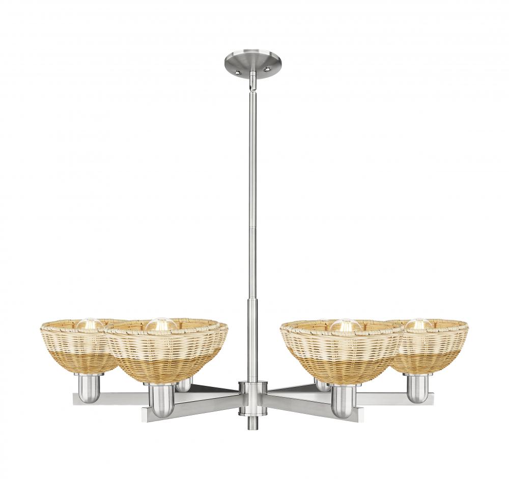 Natural Ballston Dome - 6 Light - 24 inch - Satin Nickel - Chandelier