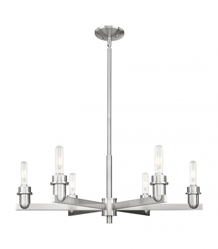 Arcadia - 6 Light - 32 inch - Brushed Satin Nickel - Chandelier