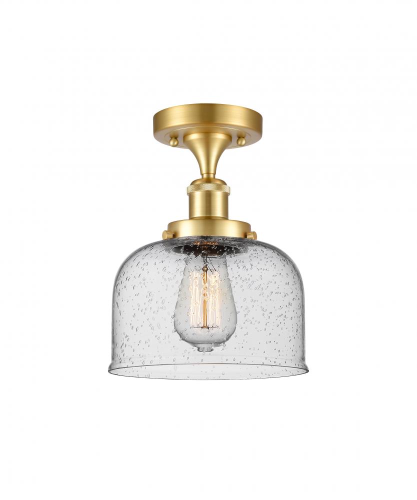 Bell - 1 Light - 8 inch - Satin Gold - Semi-Flush Mount