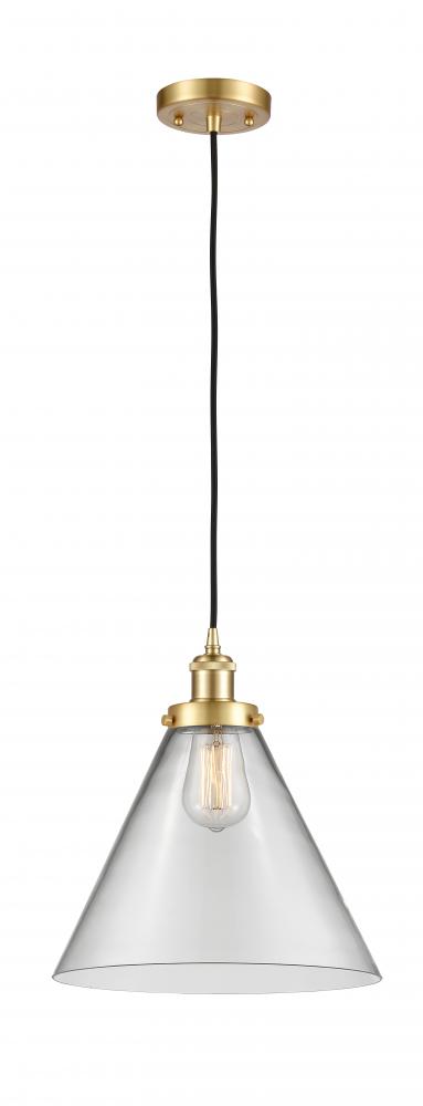 Cone - 1 Light - 12 inch - Satin Gold - Cord hung - Mini Pendant