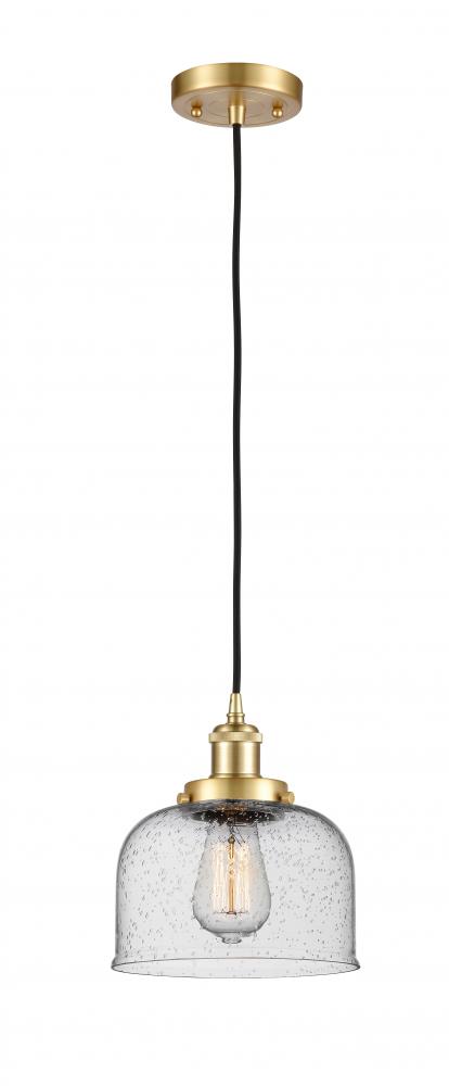 Bell - 1 Light - 8 inch - Satin Gold - Cord hung - Mini Pendant
