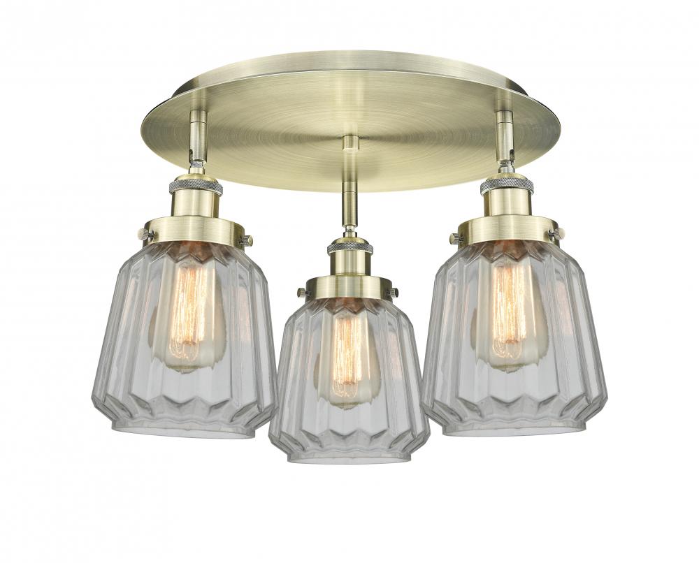 Chatham - 3 Light - 19 inch - Antique Brass - Semi-Flush Mount