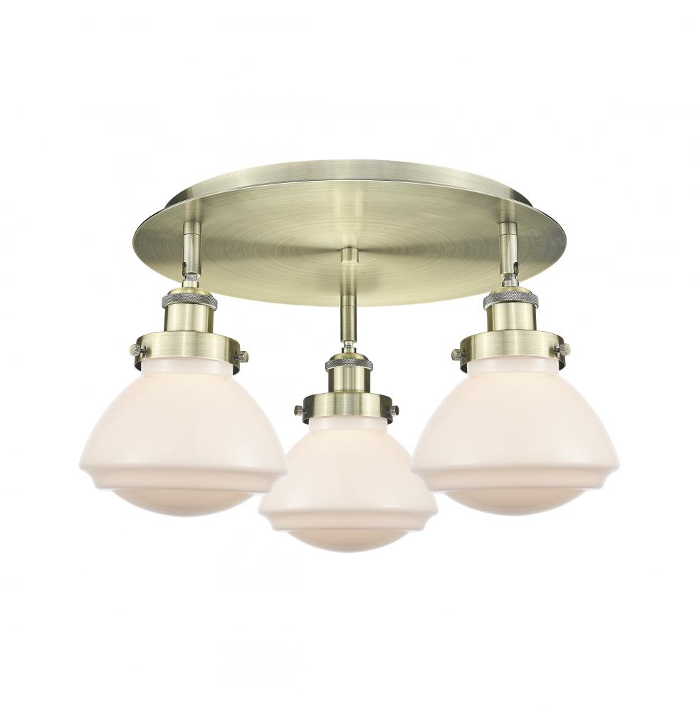 Olean - 3 Light - 19 inch - Antique Brass - Semi-Flush Mount