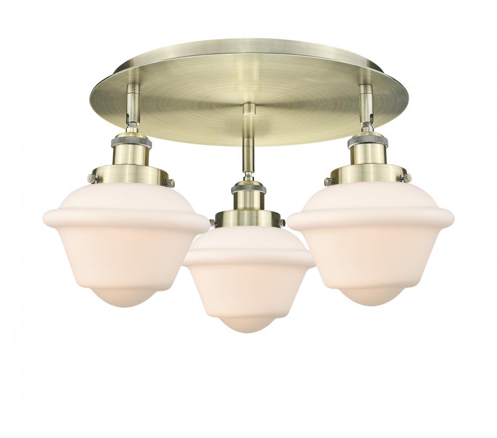 Oxford - 3 Light - 19 inch - Antique Brass - Semi-Flush Mount