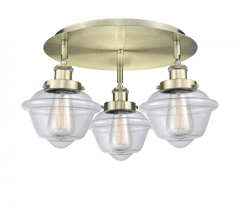 Oxford - 3 Light - 19 inch - Antique Brass - Semi-Flush Mount