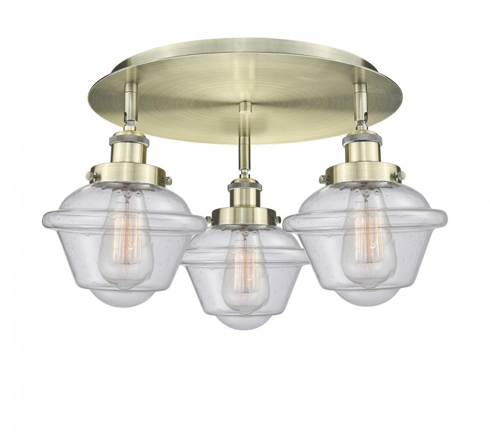 Oxford - 3 Light - 19 inch - Antique Brass - Semi-Flush Mount