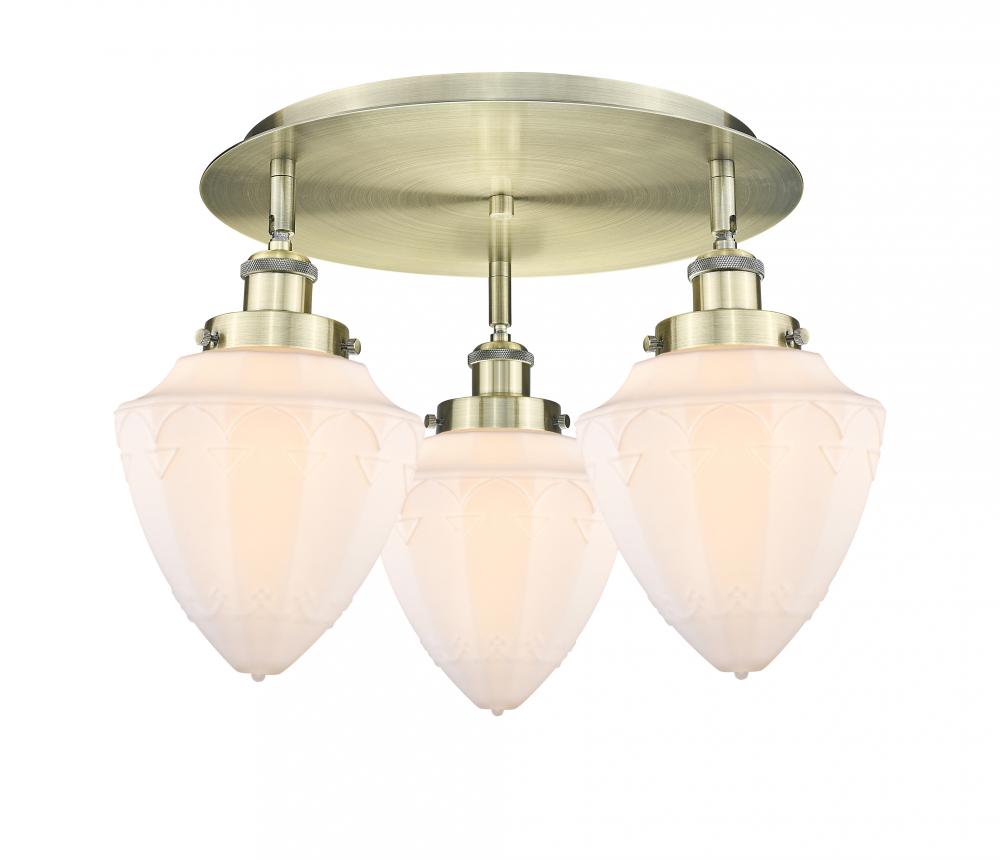 Bullet - 3 Light - 18 inch - Antique Brass - Semi-Flush Mount