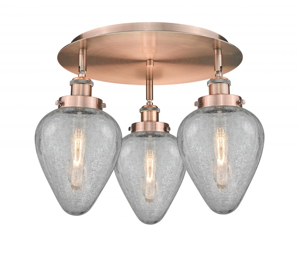 Geneseo - 3 Light - 18 inch - Antique Copper - Semi-Flush Mount