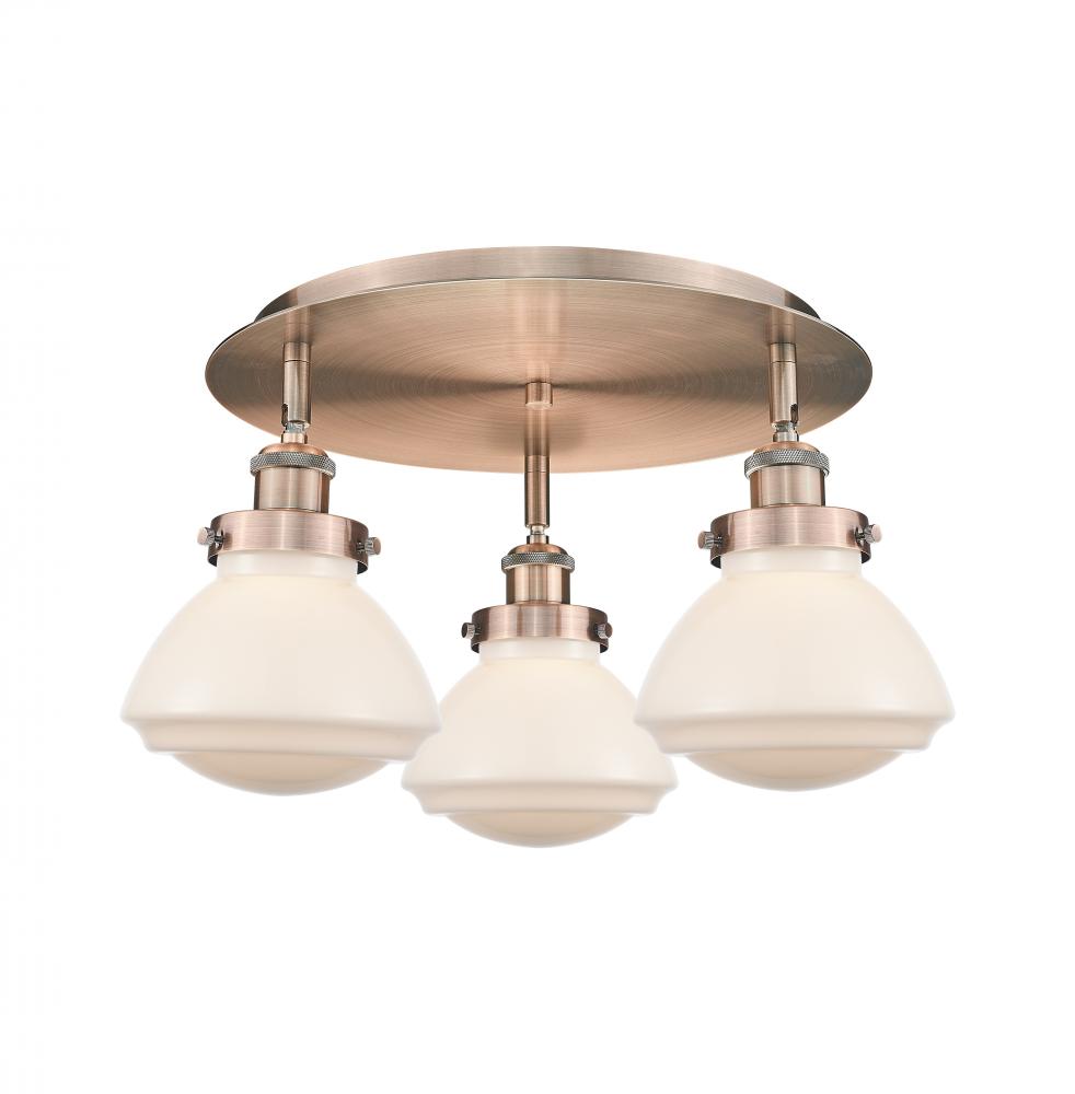 Olean - 3 Light - 19 inch - Antique Copper - Semi-Flush Mount