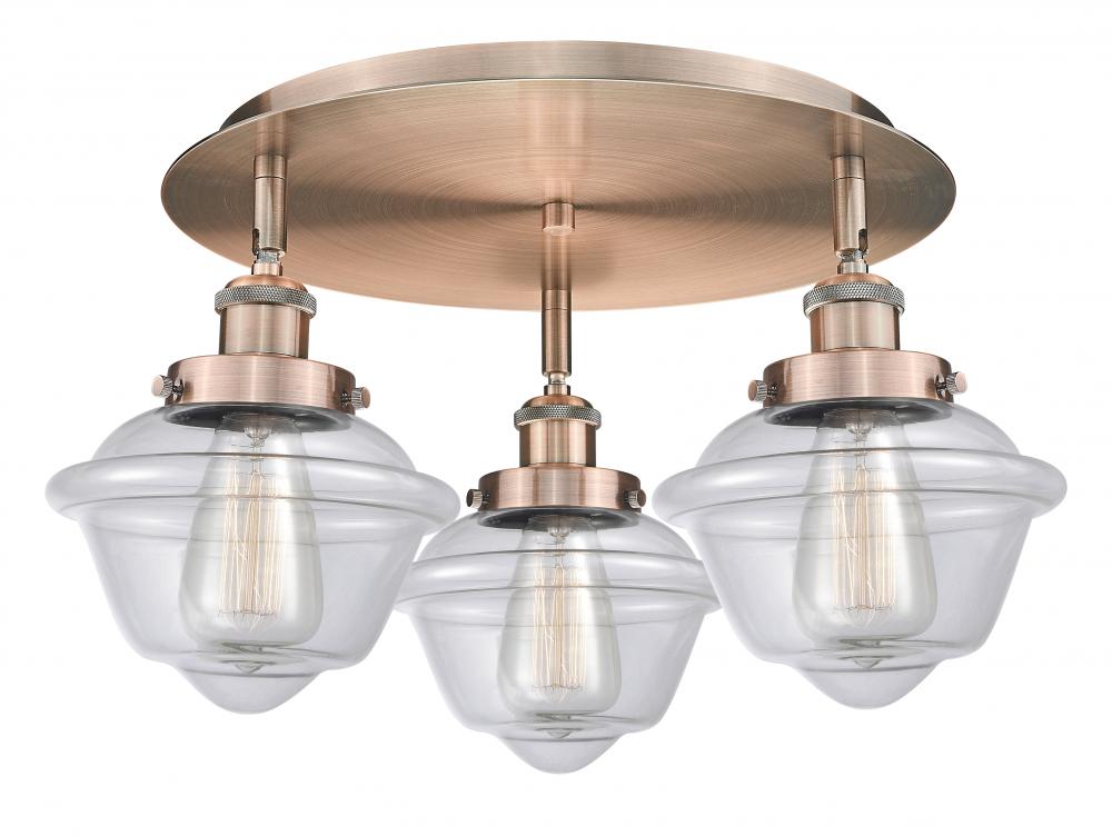 Oxford - 3 Light - 19 inch - Antique Copper - Semi-Flush Mount