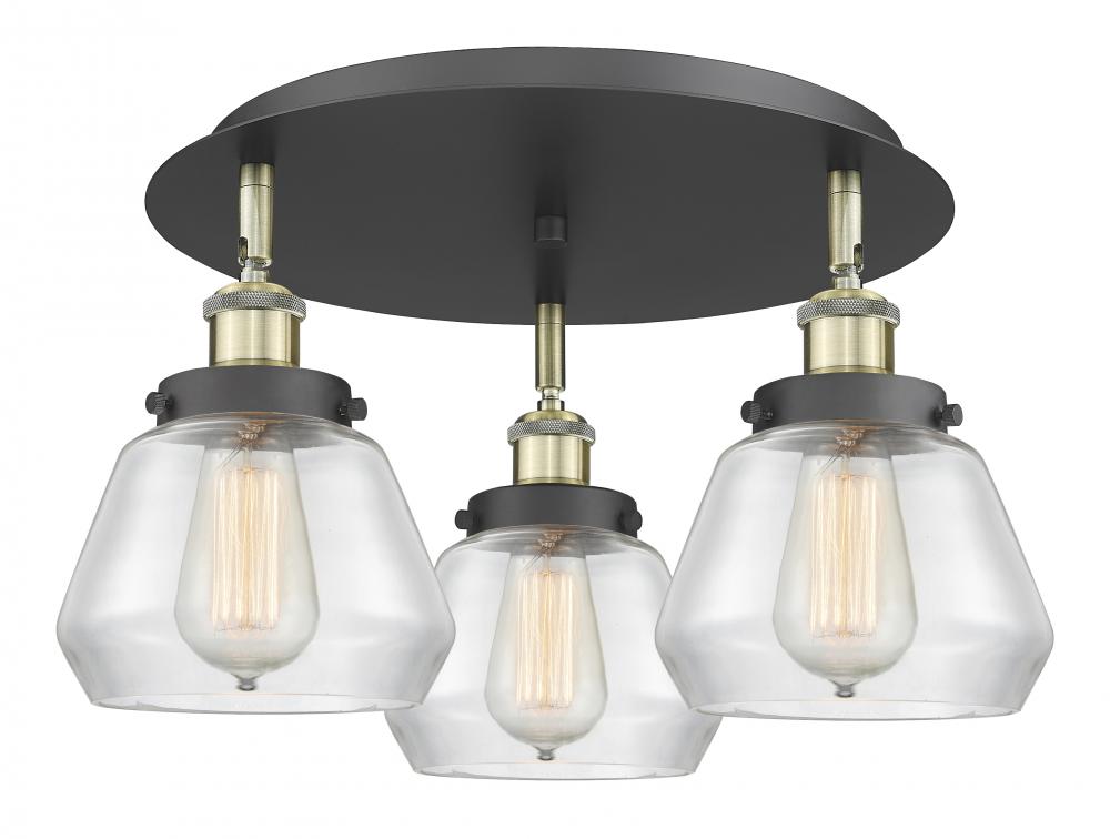 Fulton - 3 Light - 19 inch - Black Antique Brass - Semi-Flush Mount