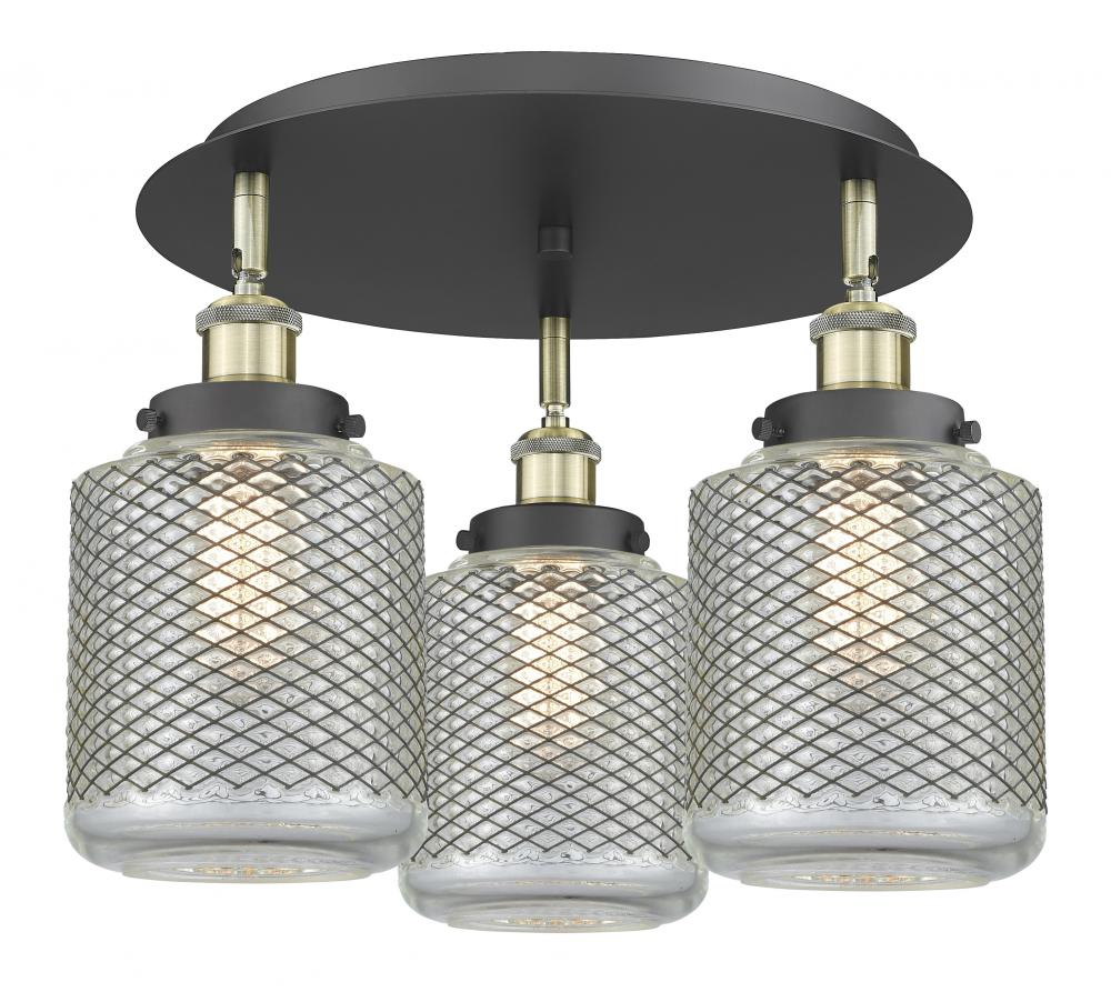 Edison - 3 Light - 18 inch - Black Antique Brass - Semi-Flush Mount